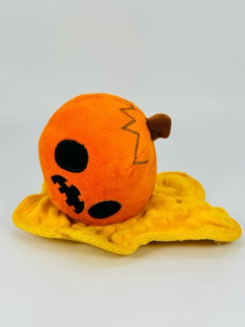 Plush Orange Pumpkin Toy with Yellow Base - Soft Halloween Buddy